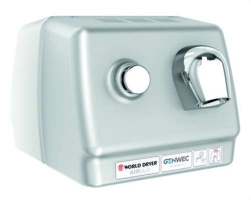 Secador de mãos com botão Airstyle aço inoxidável acetinado com referência GW02 06 04 01 à marca GENWEC