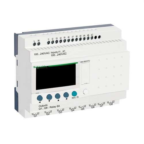 Relé programável compacto Zelio Logic 20 e s 100..240 V CA relógio ecrã com referência SR2B201FU à marca SCHNEIDER ELECTRIC