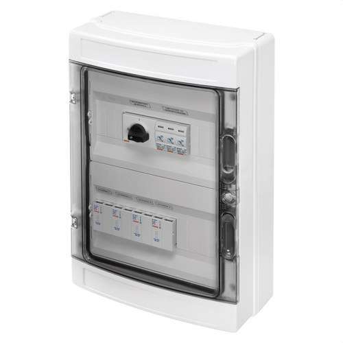 Quadro de 2 strings pré-cabeado 1000V DC 32A 2x12 módulos com referência GWD9908 à marca GEWISS