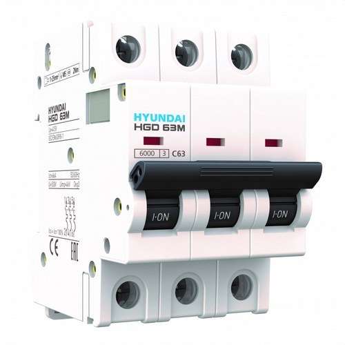 Disjuntor Magnetotérmico STD 4P 10kA 80A Curva C com referência HGD100S-4P080C à marca HYUNDAI