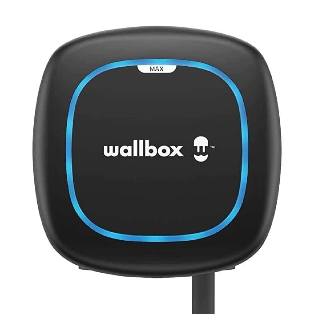 Carregador de carro elétrico trifásico preto WallBox Pulsar-Max 22 kW com cabo Tipo 2 de 5 metros com referência PLP2-0-2-4-9-002 à marca WALLBOX