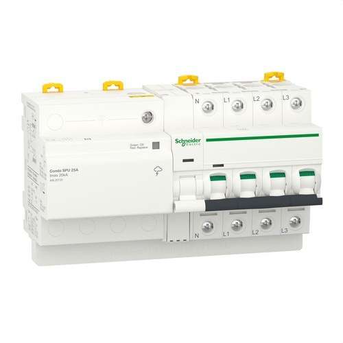 Limitador de sobretensões transitórias e permanentes IGA Acti9 Combi SPU 3P+N 25A com referência A9L20725 à marca SCHNEIDER ELECTRIC