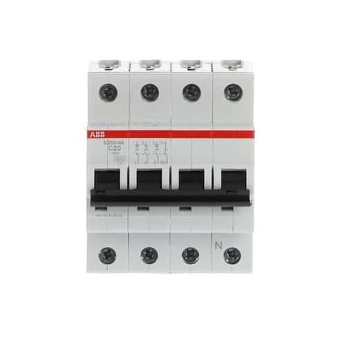 Disjuntor Magnetotérmico S203-C20NA 3P+N 20A Curva C 10kA com referência 2CDS253103R0204 à marca ABB