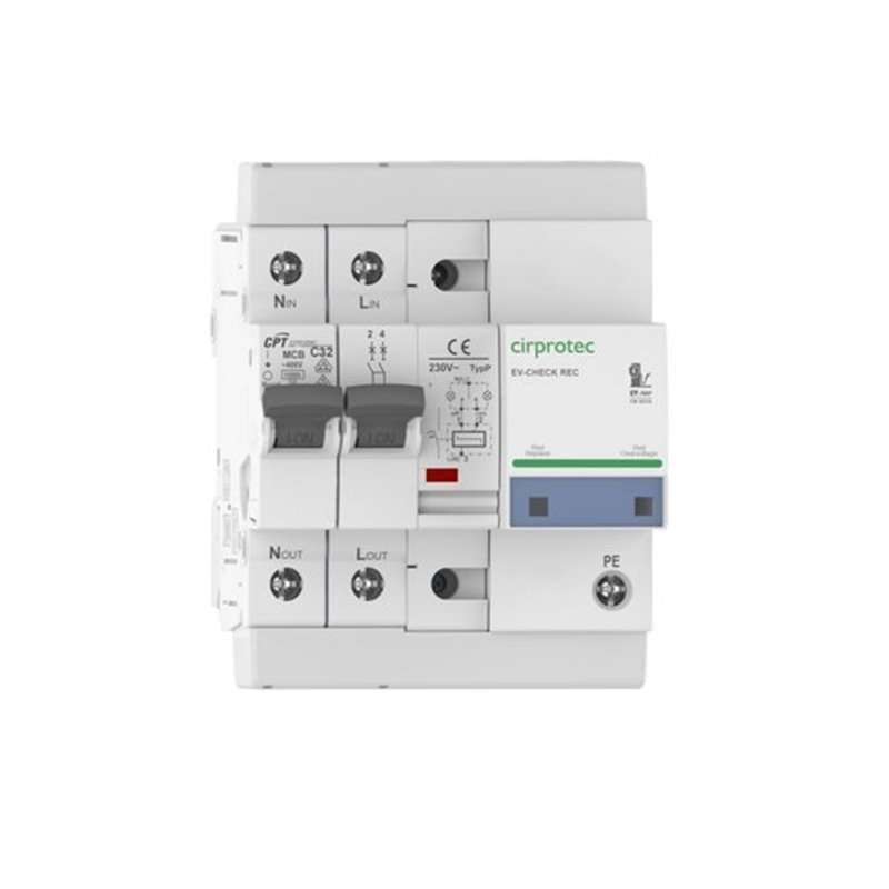 Protetor de sobretensões transitórias e permanentes com reposição automática EV-CHECK REC 2P32A com referência 77706274 à marca CIRPROTEC