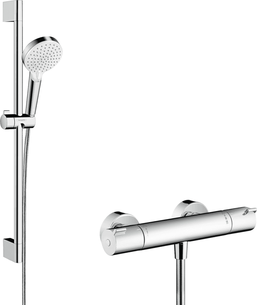 Conjunto de chuveiro Hansgrohe Vario com termostato Ecostat 1001 CL e barra de 65 cm com referência 27812400 à marca HANSGROHE