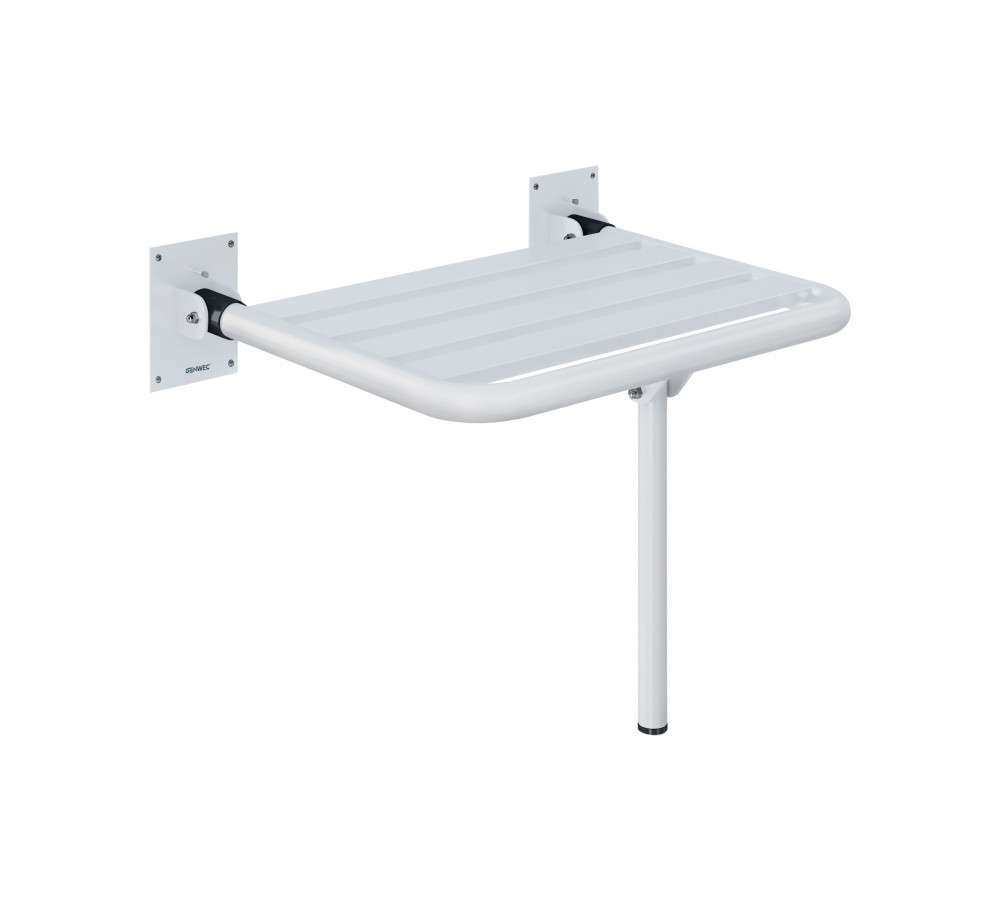 Assento rebatível com perna para casas de banho e duchas aço branco com referência GW11 24 03 00 à marca GENWEC