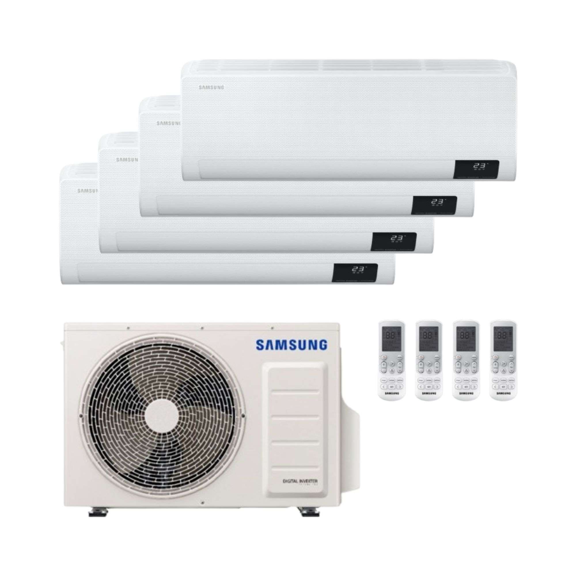 Ar condicionado fixo 2x1 Samsung Wind Free Comfort 2,5 kW 9000 BTU (3) + 3,5 kW 12000 BTU (1) com referência SAMFJM4X180-09090912 à marca SAMSUNG