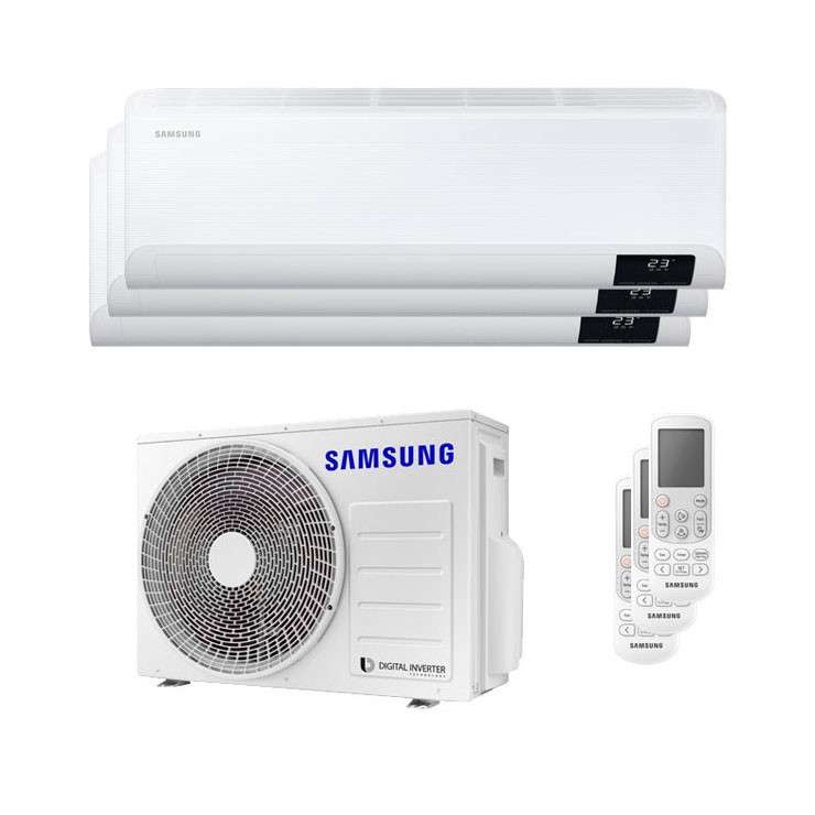 Ar condicionado fixo 3x1 Samsung Wind Free Comfort 2,5 kW 9000 BTU + 2,5 kW 9000 BTU  + 3,5 kW 12000 BTU com referência KITSAMWINDFREE09+09+12 à marca SAMSUNG