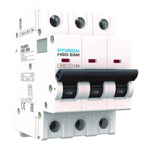 Disjuntor Magnetotérmico STD 4P 10kA 125A Curva C com referência HGD100S-4P125C à marca HYUNDAI