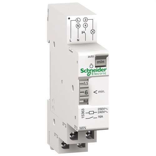 Interruptor temporizador automático Acti9 MIN 1 módulo 1 canal 1 a 7 minutos com referência 15363 à marca SCHNEIDER ELECTRIC