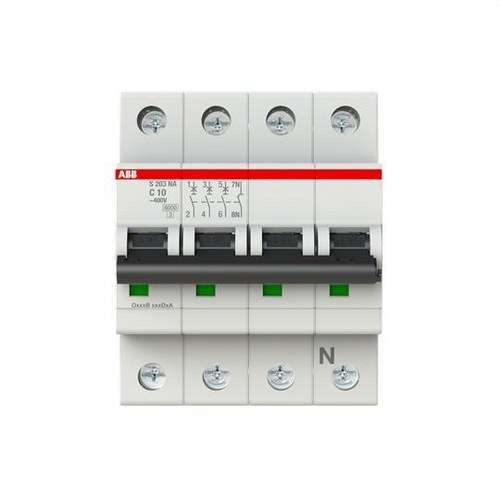 Interruptor magnetotérmico S203-C10NA 3P+N 10A Curva C 10kA com referência 2CDS253103R0104 à marca ABB