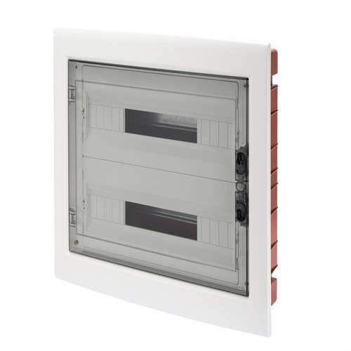 Quadro de distribuição embutido com porta fumada 36 módulos (18x2) com referência GW40609 à marca GEWISS