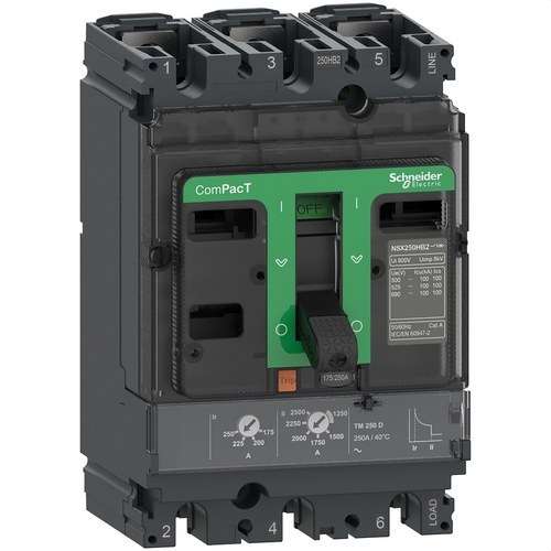 Disjuntor automático ComPacT NSX160F 36kA AC 3P3R 160A TMD com referência C16F3TM160 à marca SCHNEIDER ELECTRIC