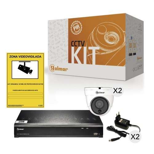 Kit básico Golmar KIT-2DHVR1P com DVR e dois domos PIR com referência 31600903 à marca GOLMAR