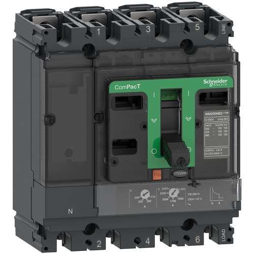 Disjuntor ComPacT NSX250N 50kA AC 4P4R 250A TMD com referência C25N4TM250 à marca SCHNEIDER ELECTRIC