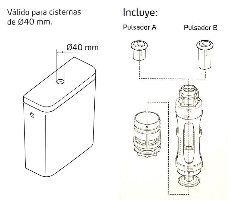 Mecanismo de descarga duplo com referência 50412 à marca GALA