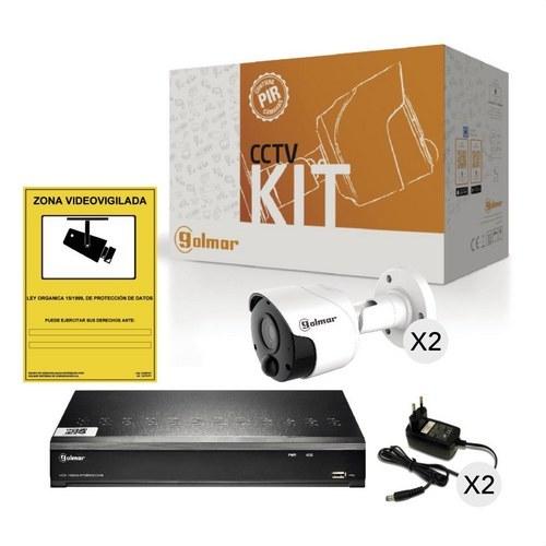 Kit básico Golmar KIT-2BHVR1P com DVR e dois bullet PIR com referência 31600904 à marca GOLMAR