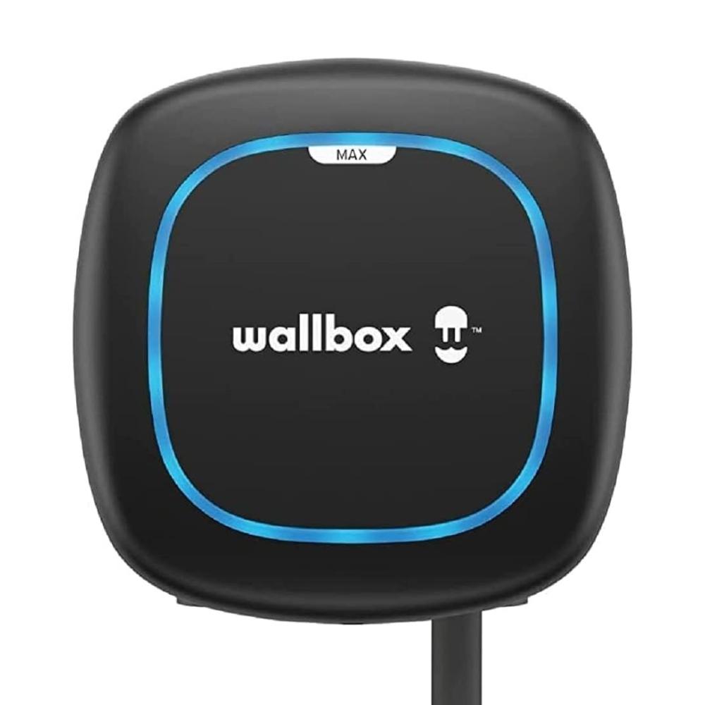 Carregador de carro elétrico trifásico preto WallBox Pulsar-Max 22 kW com cabo Tipo 2 de 7 metros com referência PLP2-M-2-4-9-002 da marca WALLBOX