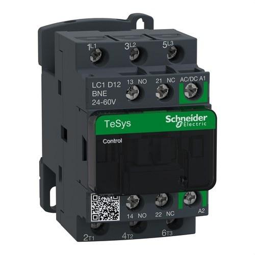 Contator TeSys D 3P AC-3 12A 24-60V AC/DC com referência LC1D12BNE à marca SCHNEIDER ELECTRIC