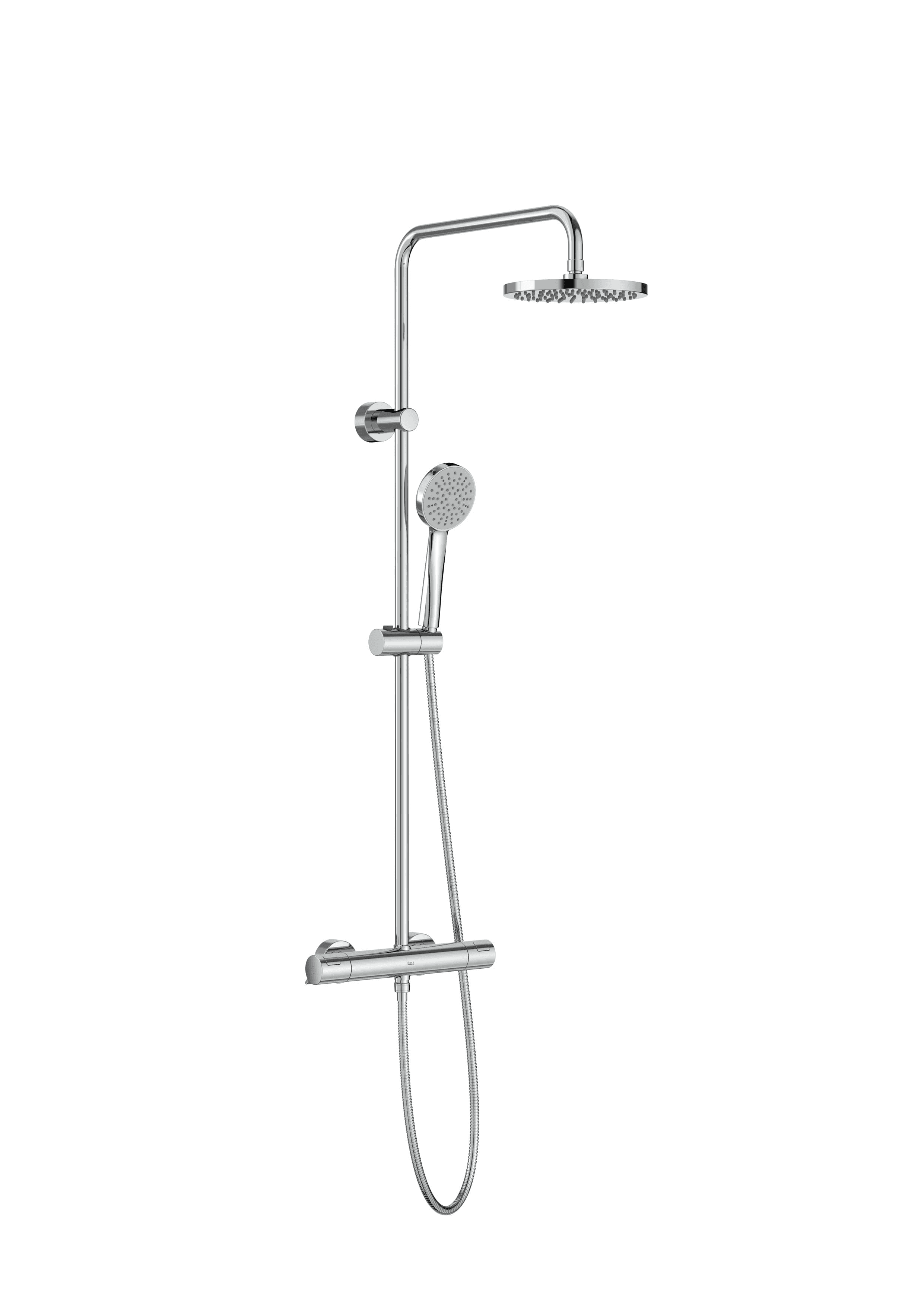 Coluna de duche termostática cromada Roca T-Basic