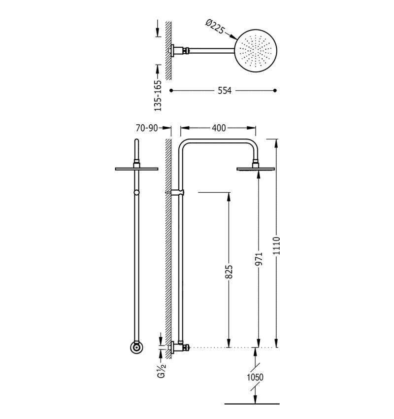 Duche de jardim e piscina com temporizador ajustável e botão de pressão com referência 01299601 à marca TRES GRIFERIA