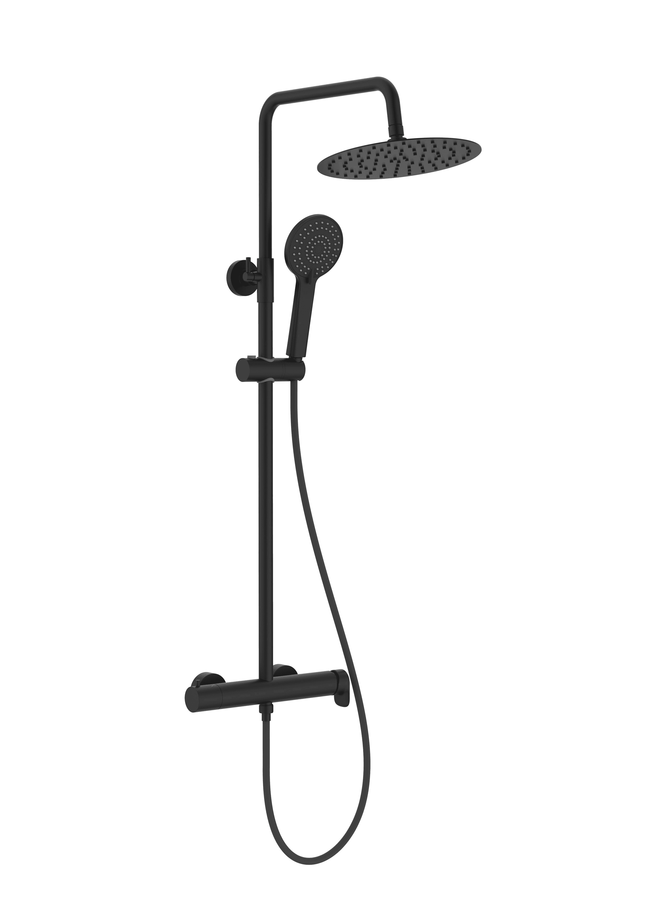 Coluna de duche monocomando preto mate Roca Plus Round