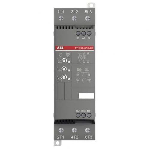 Arrancador suave de motor ABB PSR 37 A 600 V ac 18,5 kW trifásico IP10 IP20 com referência 1SFA896110R7000 à marca ABB