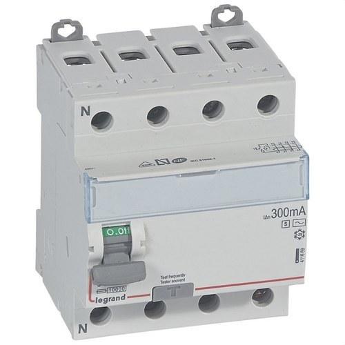 Interruptor diferencial Legrand DX³ 4P 400V 63A Tipo AC 300mA 4 módulos com referência 411669 à marca LEGRAND