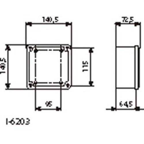 Caixa de derivação cega com tampa opaca 130x130x60mm com referência I-6203 à marca BJC