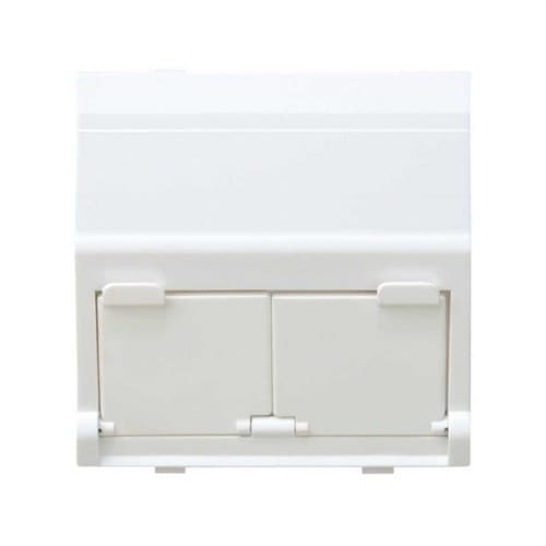 Angled voice and data plate with dust cover for 2 RJ45 connectors AVAYA® white Simon 27 Play with reference 27086-35 from the brand SIMON
