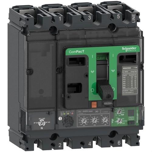 Disjuntor ComPacT NSX160F 36kA AC 4P4R 160A Micrologic 4.2 com referência C16F44V160 à marca SCHNEIDER ELECTRIC