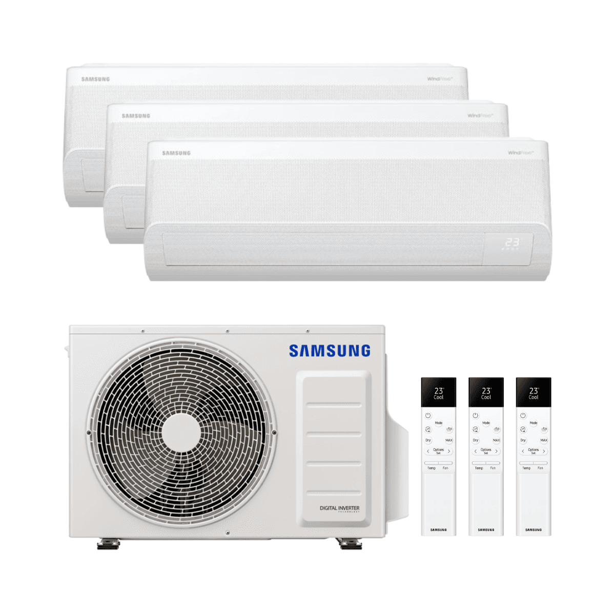 Ar-condicionado 3x1 com Wi-Fi Samsung WindFree Comfort S2 2,5 kW (2) + 5,0 kW com referência KITSAMWINDFREE68-09+09+18 à marca SAMSUNG