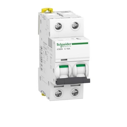 Disjuntor Magnetotérmico IC60N 2P 16A Curva C 10kA com referência A9F79216 à marca SCHNEIDER ELECTRIC