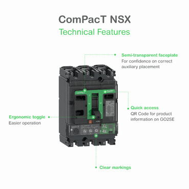 Disjuntor ComPacT NSX250F 36kA AC 4P3R 250A TMD com referência C25F6TM250 à marca SCHNEIDER ELECTRIC