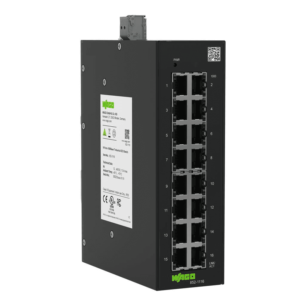 Switch Industrial-ECO-Switch de 16 portas com referência 852-1116 à marca WAGO