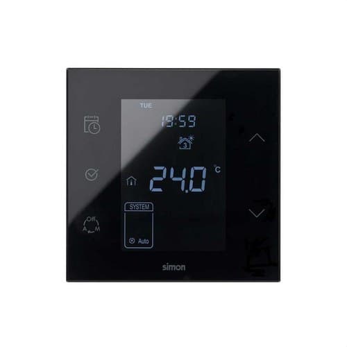 Glossy Black Thermostat Simon 100 with reference 10000810-138 from the brand SIMON