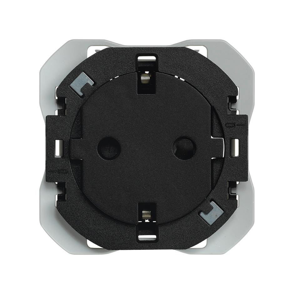 Tomada schuko clean 16A 250 V~ com sistema de conexão por parafuso preto fosco Simon 270 com referência 20000434-098 à marca SIMON