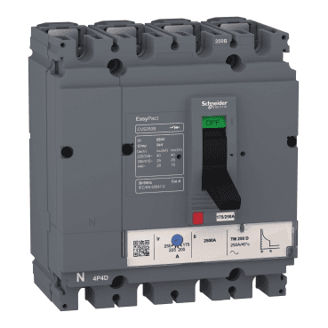 Disjuntor Easypact CVS250B TM250D 4P/4R com referência LV525323 à marca SCHNEIDER ELECTRIC