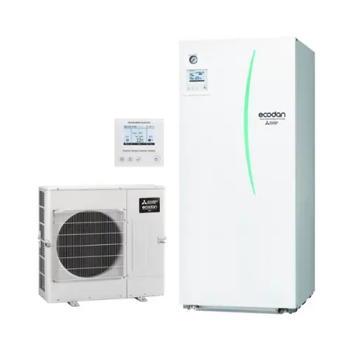 Conjunto aerotérmico Mitsubishi ECODAN ECO Inverter 6 kW 200 litros com referência ECODANECO6-200 à marca MITSUBISHI