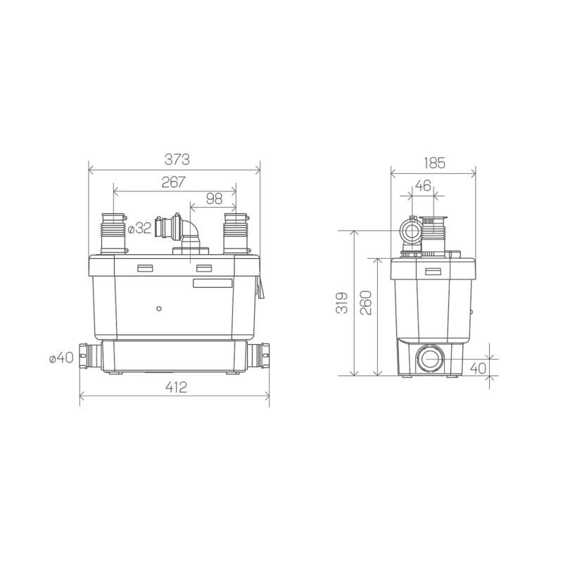 Bomba de evacuação SFA SANISPEED para uso intensivo em cozinhas e lavandarias com referência 0101300 à marca SFA SANITRIT