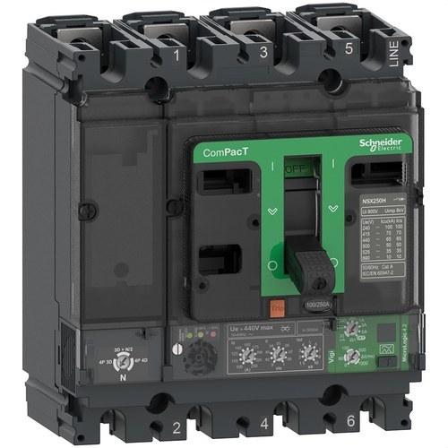 Disjuntor ComPacT NSX250F 36kA AC 4P4R 250A Micrologic 4.2 com referência C25F44V250 à marca SCHNEIDER ELECTRIC