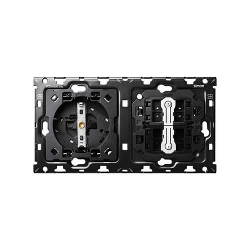 Back kit for 2 elements with 1 schuko socket base and 2 push-button switches Simon 100 with reference 10010204-039 from the brand SIMON