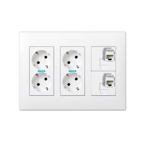 Surface or Flush Wall Box Kit for 3 Double Elements with 2 Double Sockets and 2 RJ45 6 UTP Plates White Simon 500 Cima with reference 51000307-030 from the brand SIMON