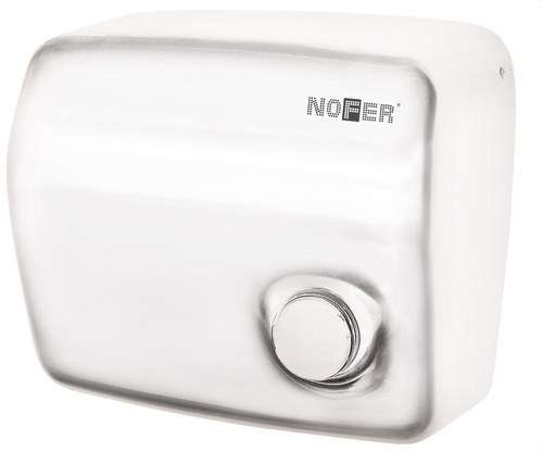 Secador de mãos com botão KAI em aço inoxidável brilhante com referência 01250.W da marca NOFER