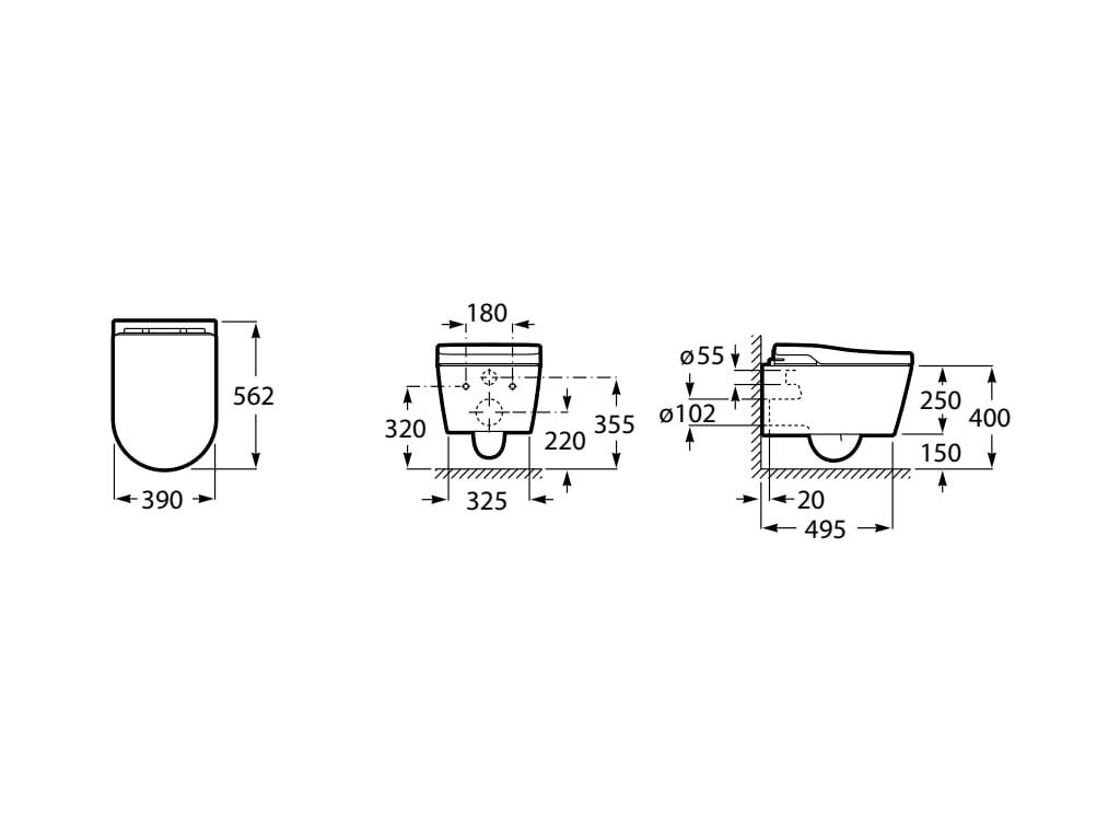 Sanita inteligente In-Wash® Inspira suspensa Roca Rimless com referência A803060001 à marca ROCA