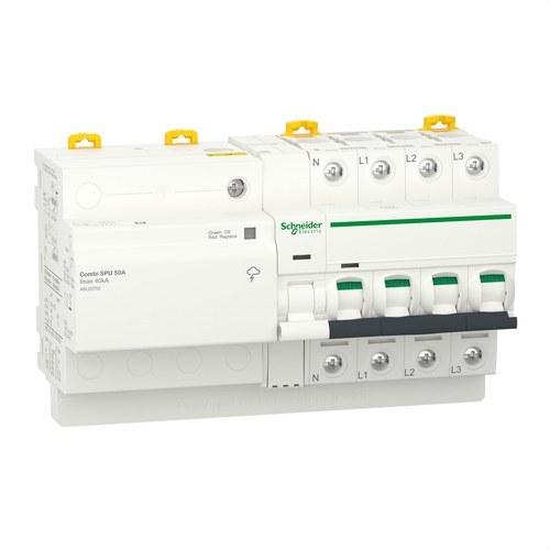 Disjuntor com proteção contra sobretensões Acti9 Combi SPU 3P + N 50 A com referência A9L20750 à marca SCHNEIDER ELECTRIC