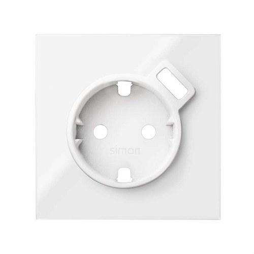 Tampa para base de tomada schuko com carregador USB integrado branco brilhante Simon 100 com referência 10000049-130 à marca SIMON