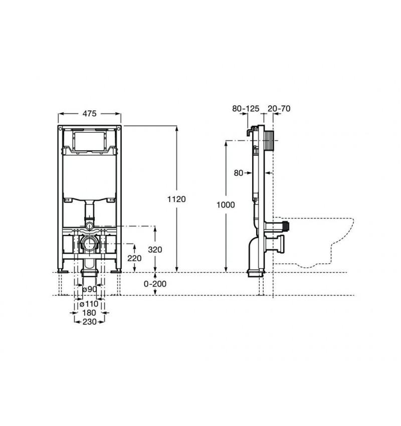 Estrutura com cisterna dupla para sanita suspensa Roca WC One com referência A890070020 à marca ROCA