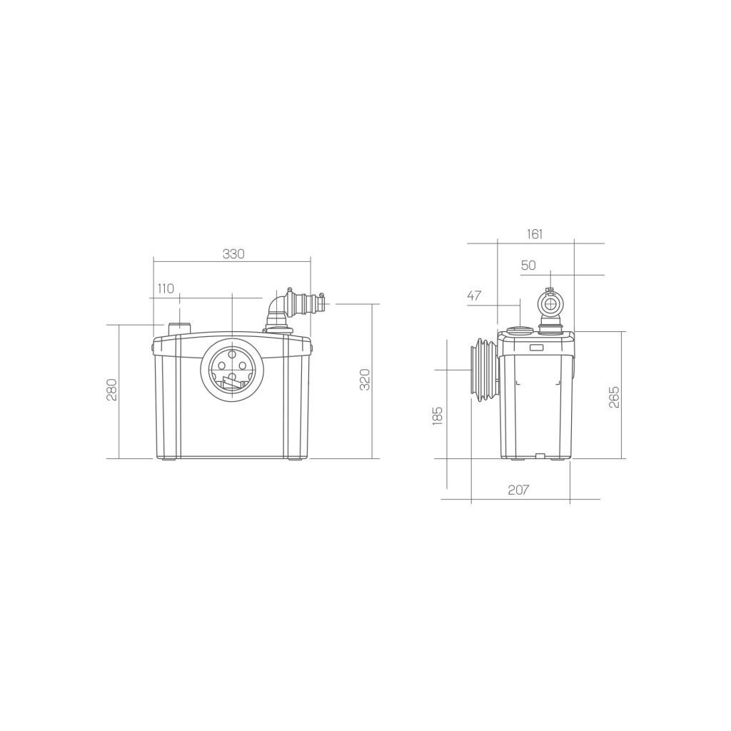 Triturador sanitário SFA SANITOP para sanitas e lavatórios com referência 0100200 à marca SFA SANITRIT