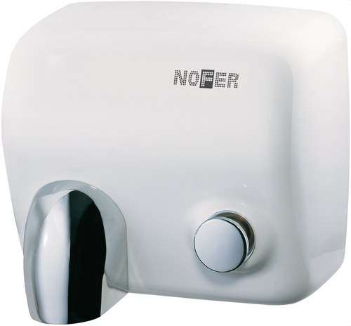 Secador de mãos com botão CYCLON em aço inoxidável branco com referência 01100.W da marca NOFER